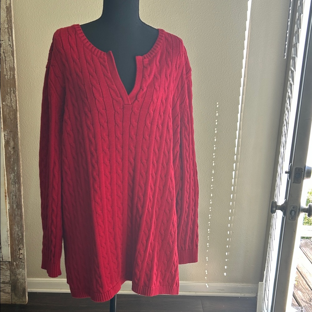Red Cable Knit Women's Sweater. Ralph Lauren. Plus size. 3x. Y2K. Old money